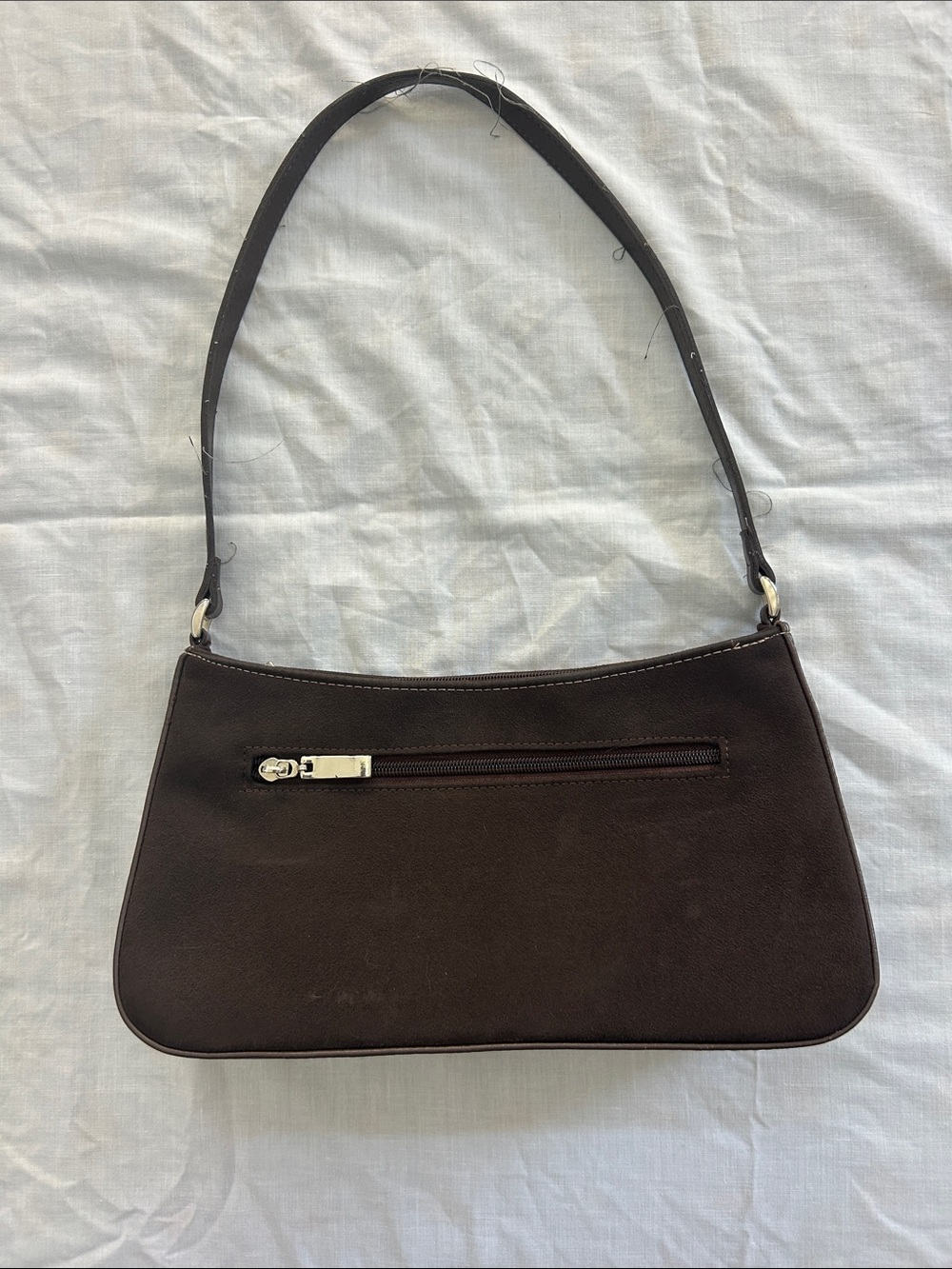 Thrifted Two-Tone Patch Shoulder Bag in Brown and Cream - Picture 2 of 5